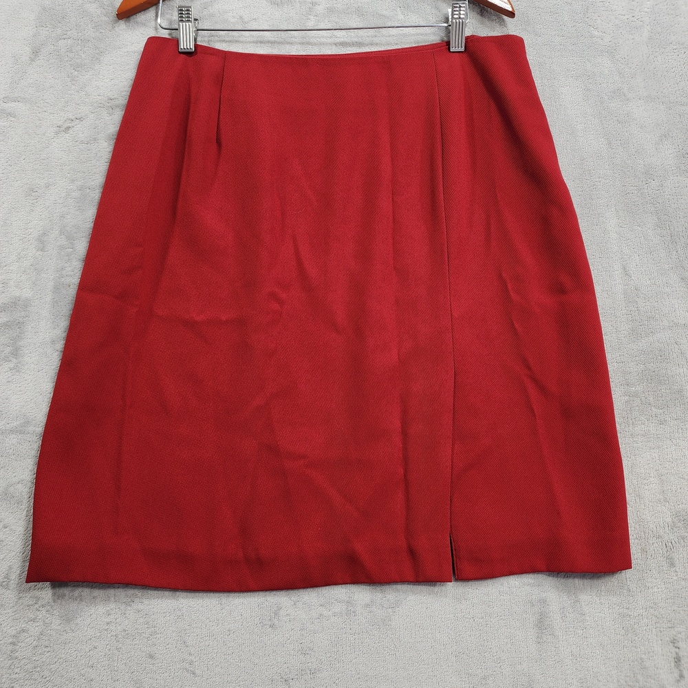 Vintage Charter Club Skirt Womens 16 Red Twill Pencil Knee Length Lined Office